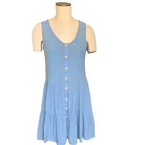 Indigo Rose Tiered Babydoll Sleeveless Button Front Dress Sz M Blue #81F